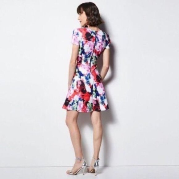 Milly x Design Nation Rosabella Fit Flare Floral Short Sleeve Mini Dress Size 2 - Picture 5 of 10